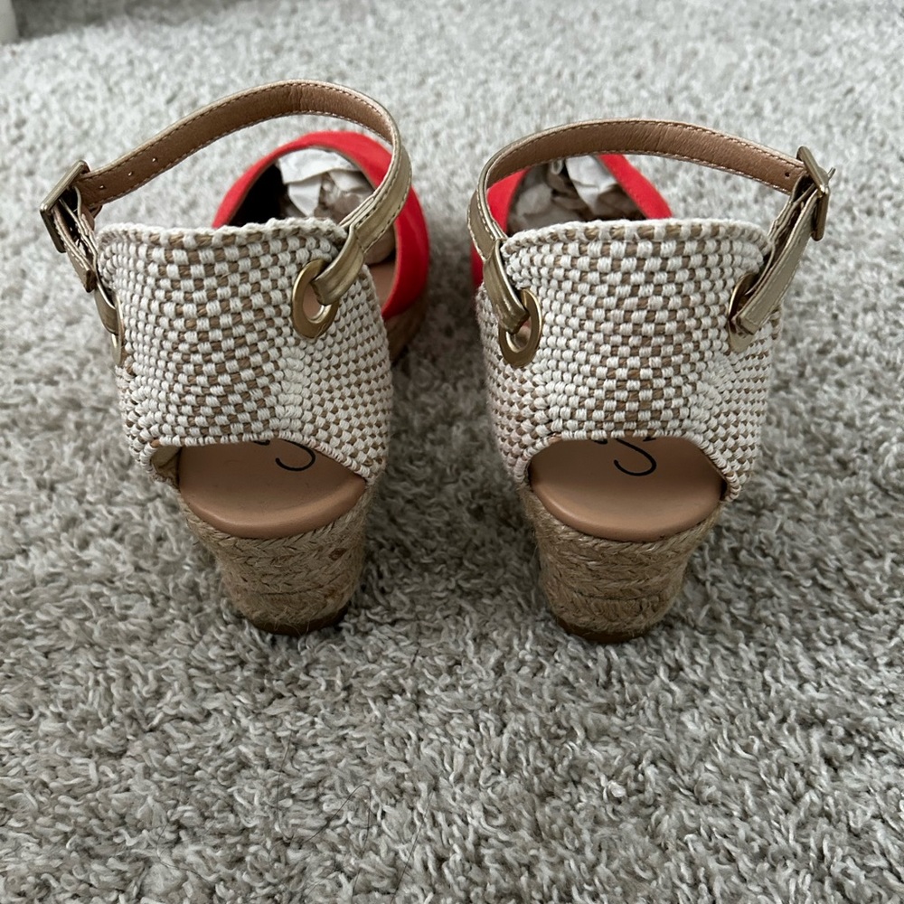 Gaimo Women’s Obi Espadrille Wedge Sandal Sz 40/9 Salmon Suede Round Closed Toe - Picture 3 of 11